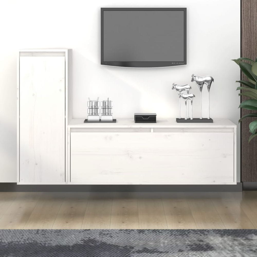Vidaxl TV skrinky 2 ks biele masívna borovica